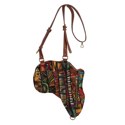 PU Leather Africa Map Bag for African wax print Lover Gift - DiwaKi