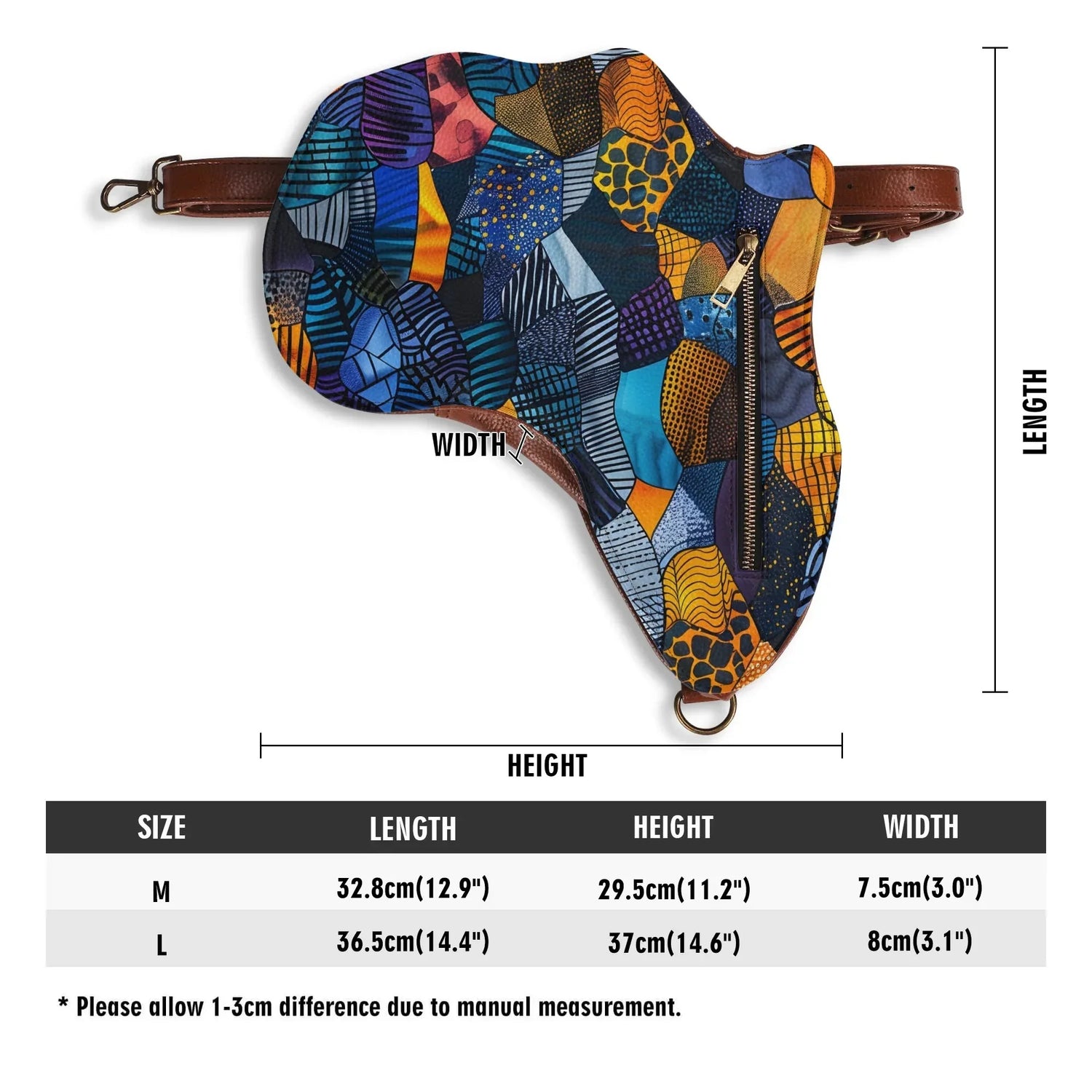 PU Leather Africa Map Bag for Africa wax colorful print Lover Gift - DiwaKi