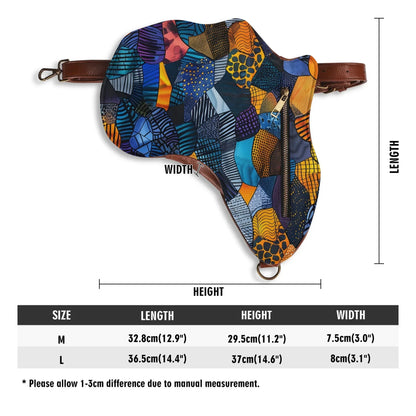 PU Leather Africa Map Bag for Africa wax colorful print Lover Gift - DiwaKi