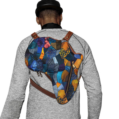 PU Leather Africa Map Bag for Africa wax colorful print Lover Gift - DiwaKi