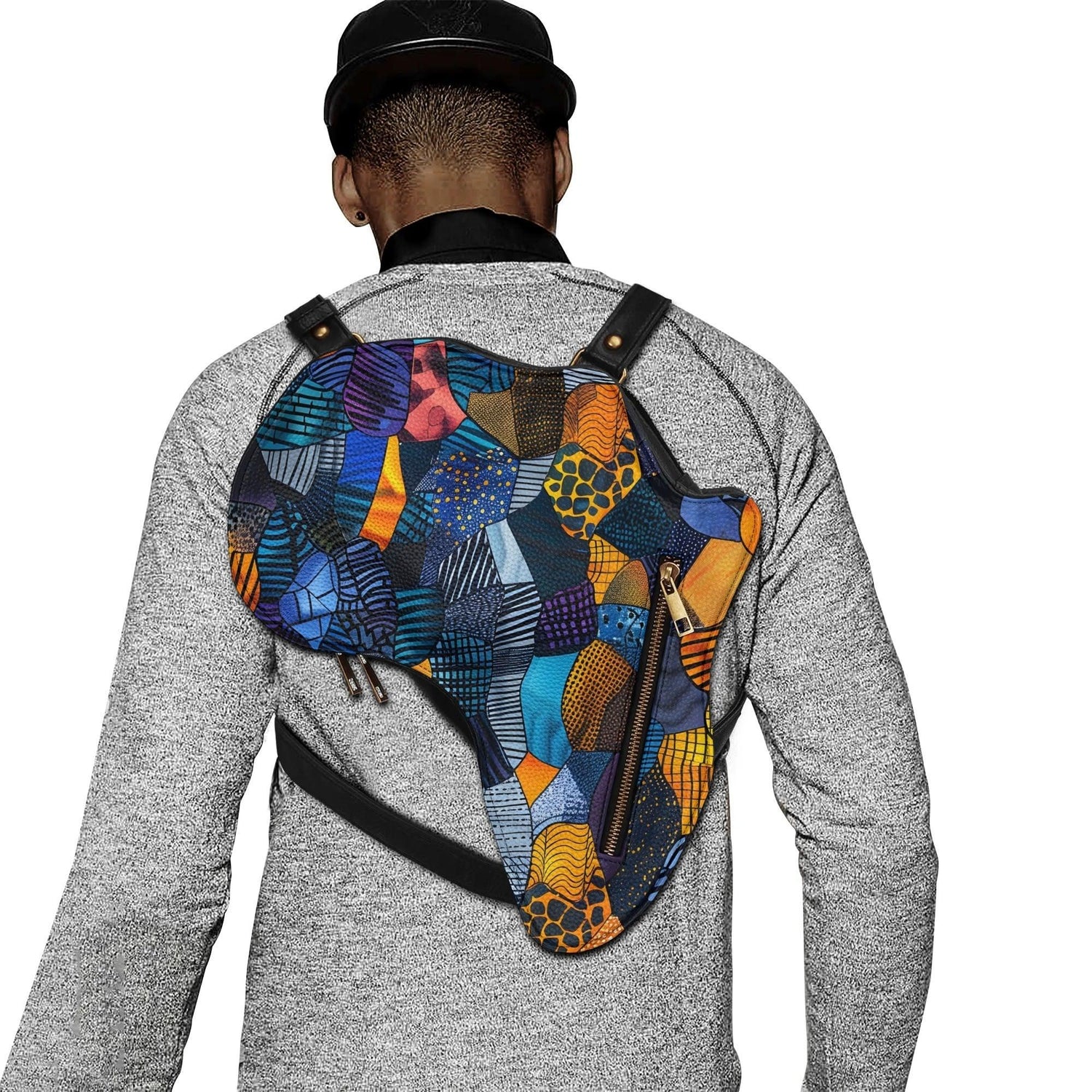 PU Leather Africa Map Bag for Africa wax colorful print Lover Gift - DiwaKi