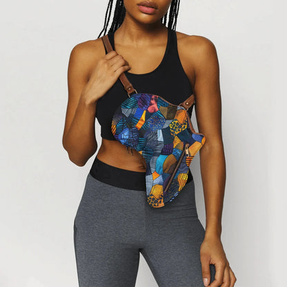 PU Leather Africa Map Bag for Africa wax colorful print Lover Gift - DiwaKi