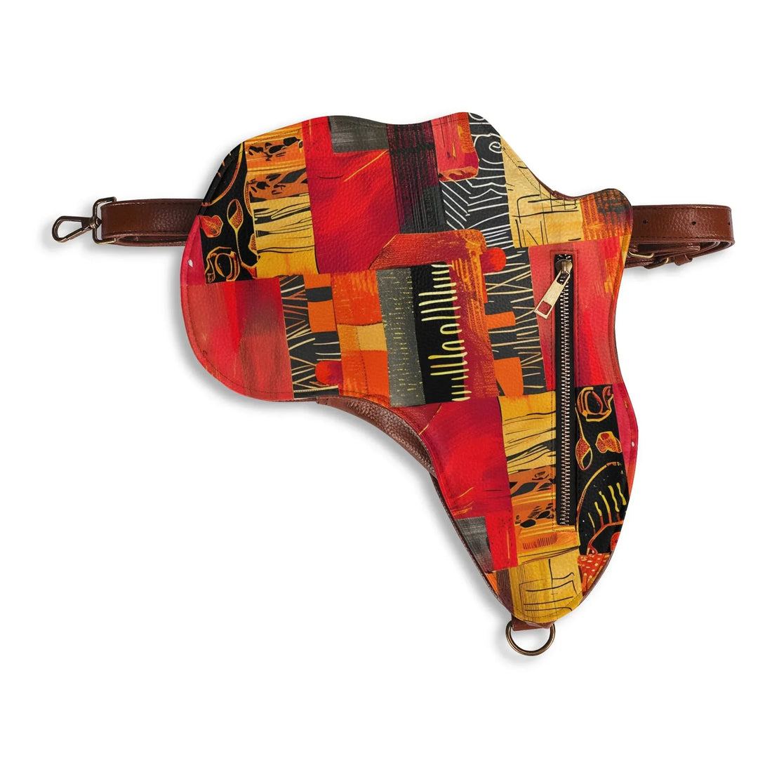 PU Leather Africa Map Bag for wax print Lover Gift - DiwaKi