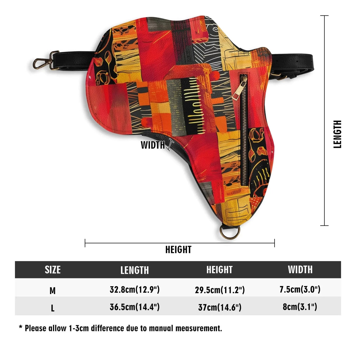 PU Leather Africa Map Bag for wax print Lover Gift - DiwaKi