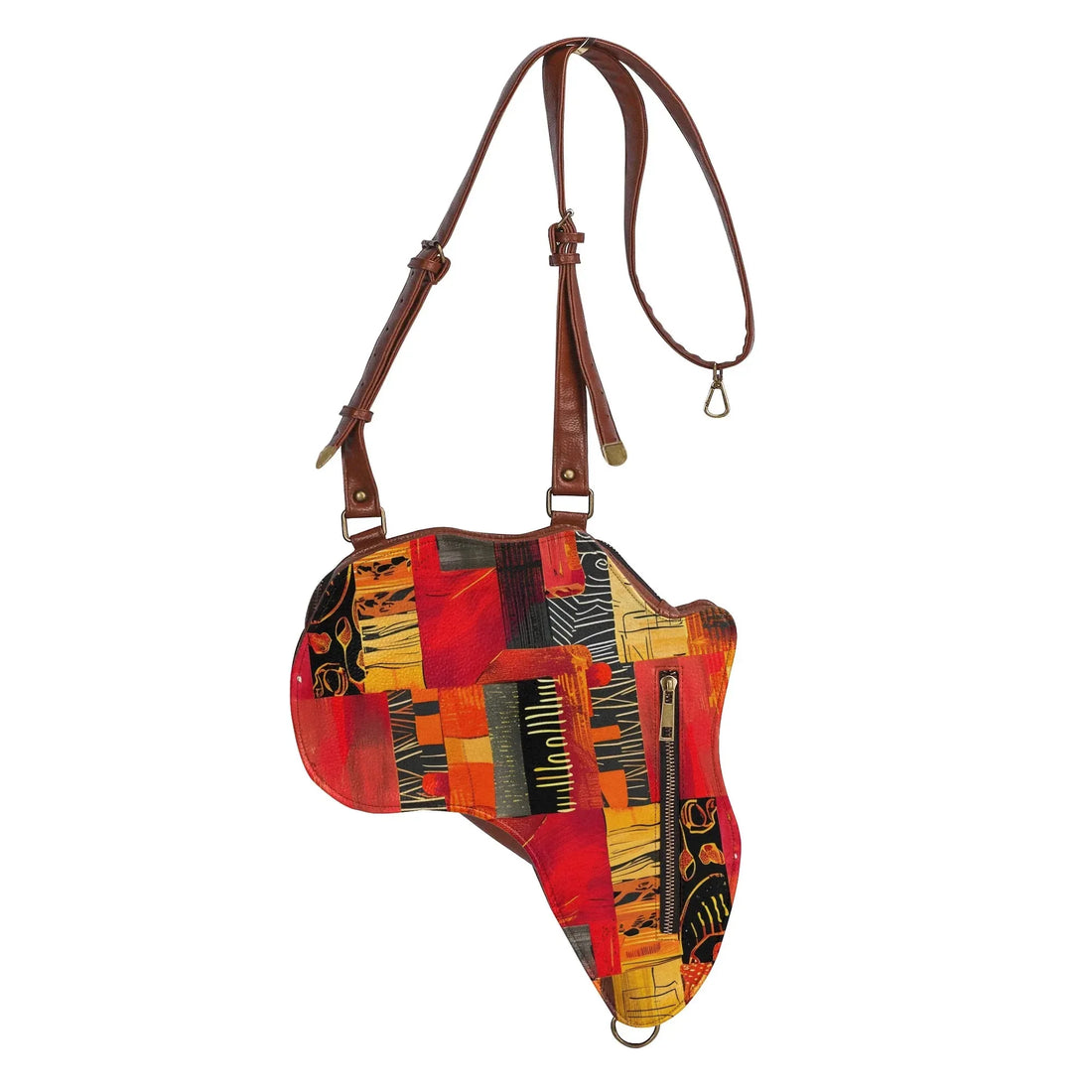 PU Leather Africa Map Bag for wax print Lover Gift - DiwaKi
