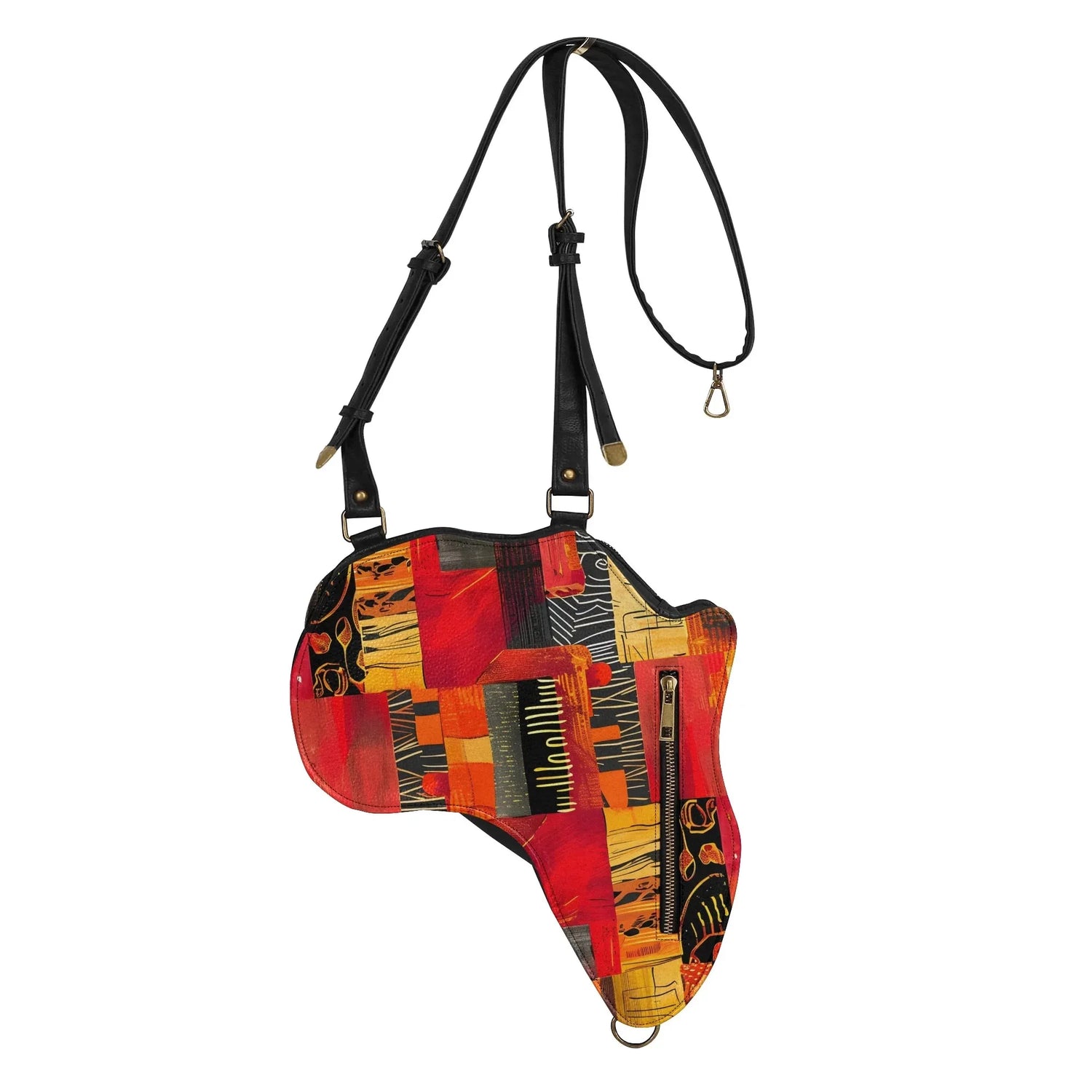 PU Leather Africa Map Bag for wax print Lover Gift - DiwaKi