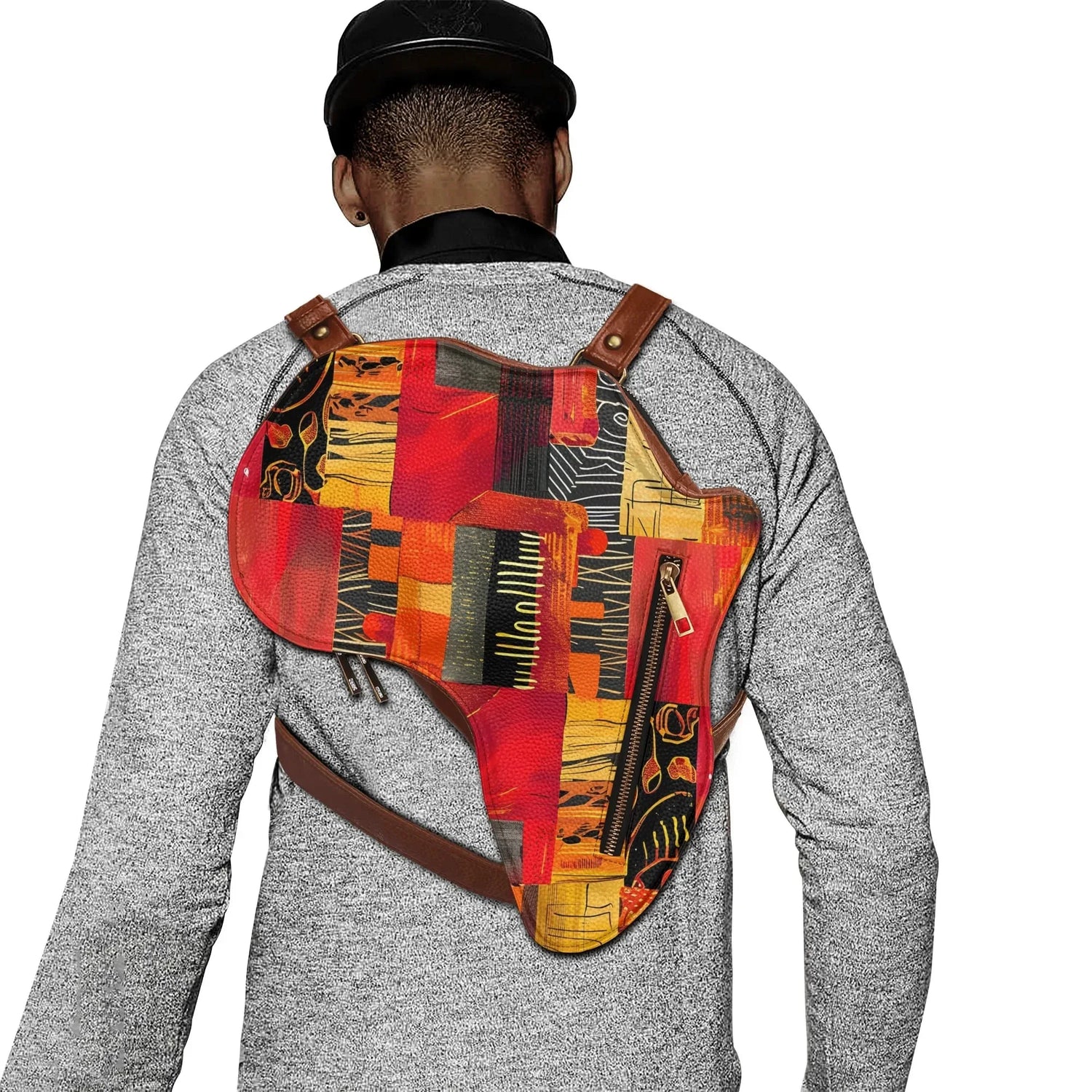 PU Leather Africa Map Bag for wax print Lover Gift - DiwaKi