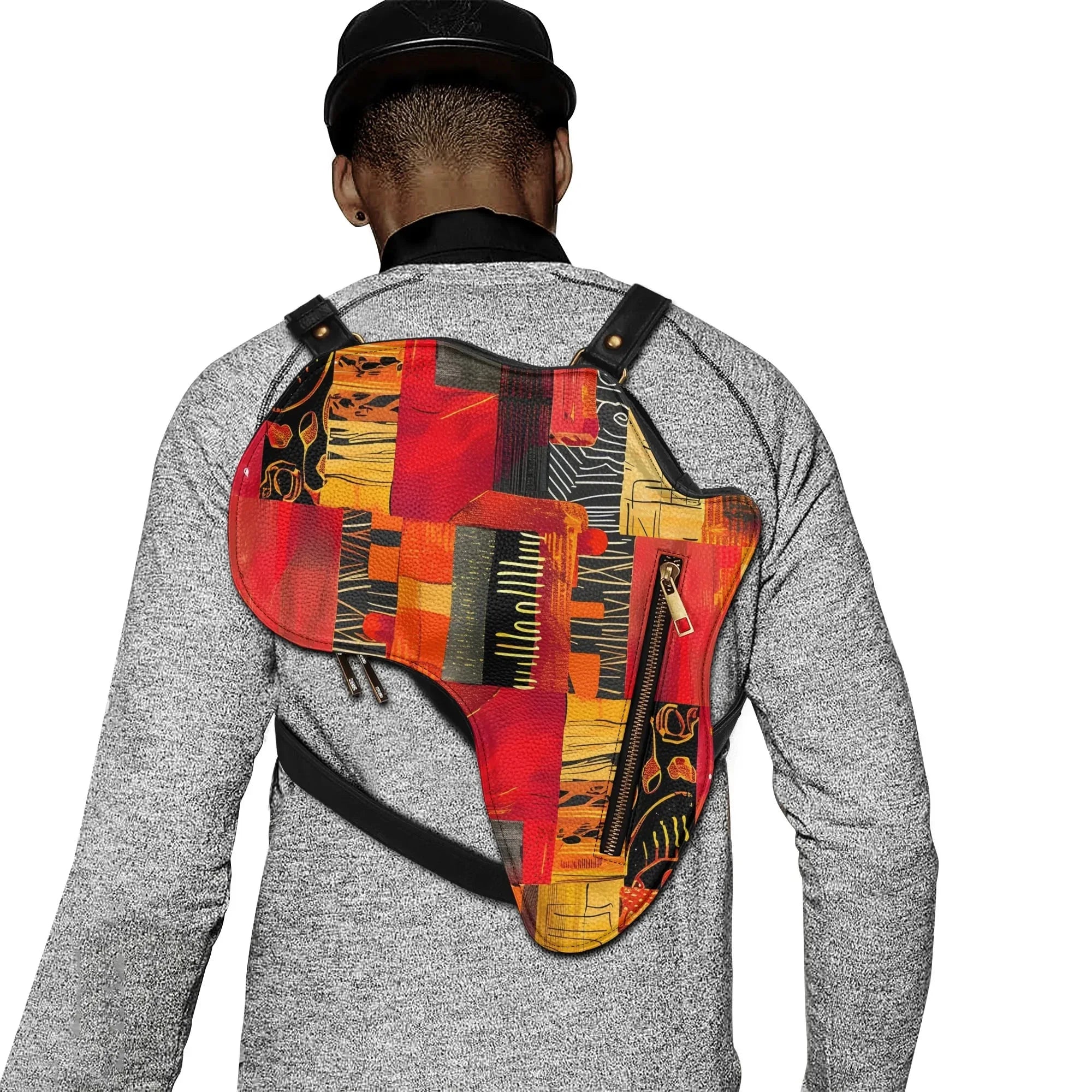 PU Leather Africa Map Bag for wax print Lover Gift - DiwaKi