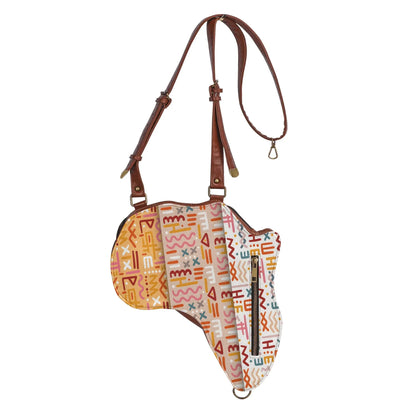 PU Leather Africa Map Bag for African bogolan Lover Gift - DiwaKi