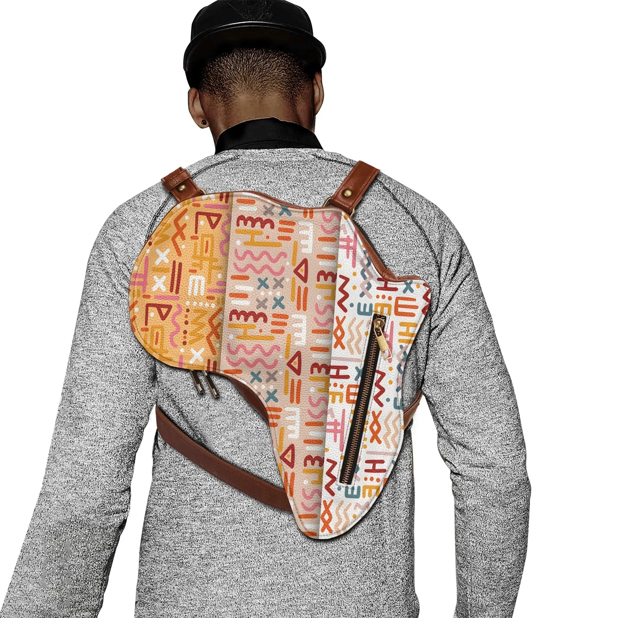 PU Leather Africa Map Bag for African bogolan Lover Gift - DiwaKi