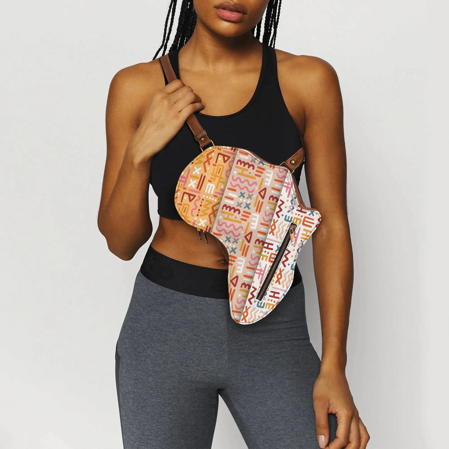 PU Leather Africa Map Bag for African bogolan Lover Gift - DiwaKi