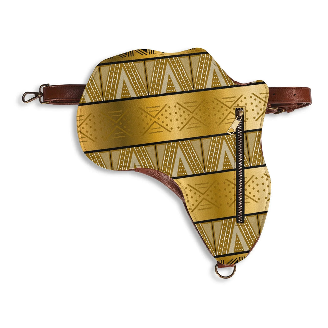PU Leather Africa Map gold bogolan mudcloth Bag - DiwaKi