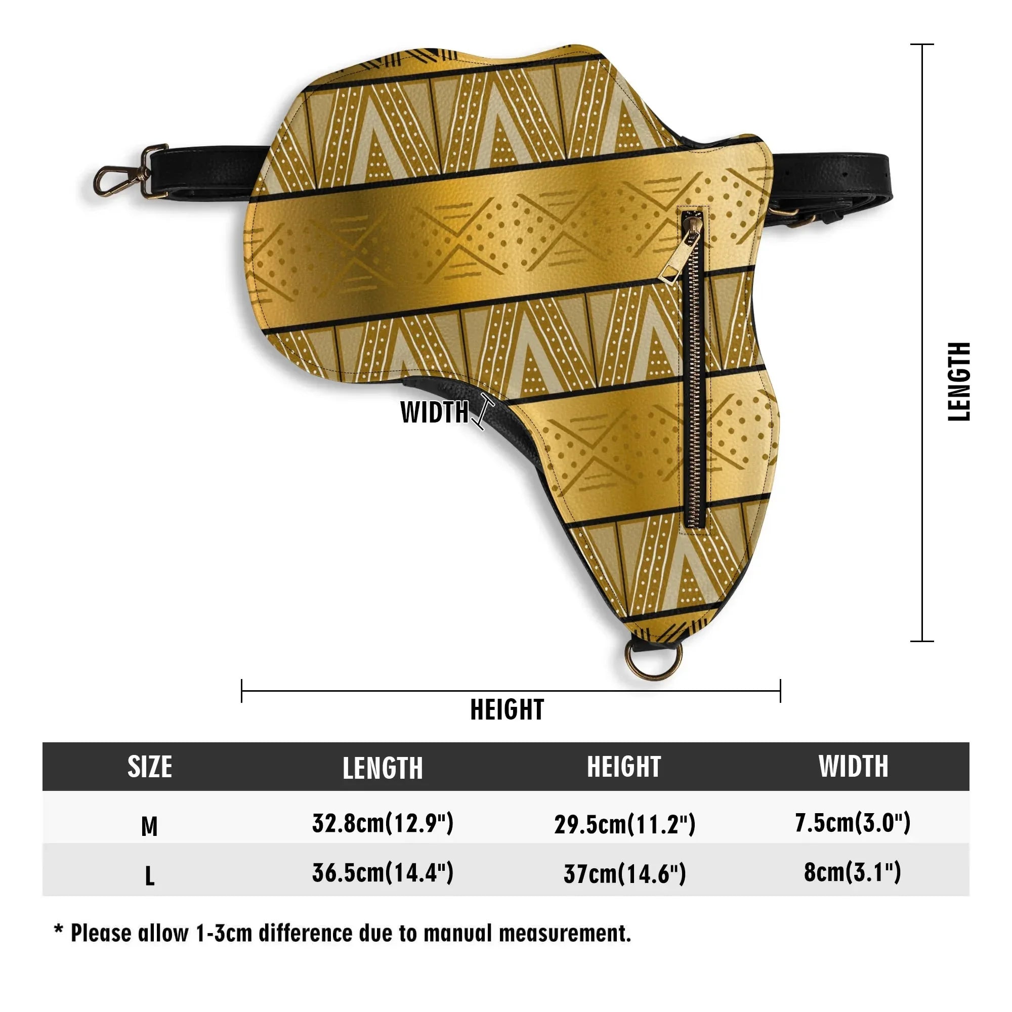 PU Leather Africa Map gold bogolan mudcloth Bag - DiwaKi