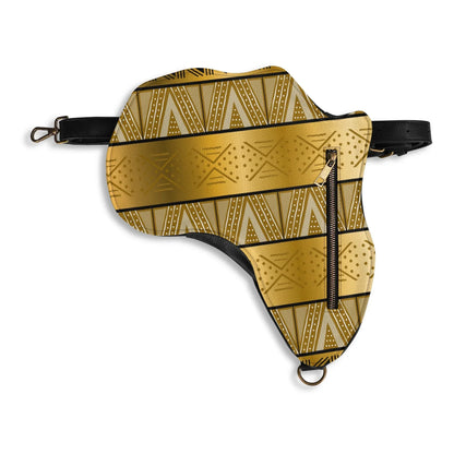 PU Leather Africa Map gold bogolan mudcloth Bag - DiwaKi