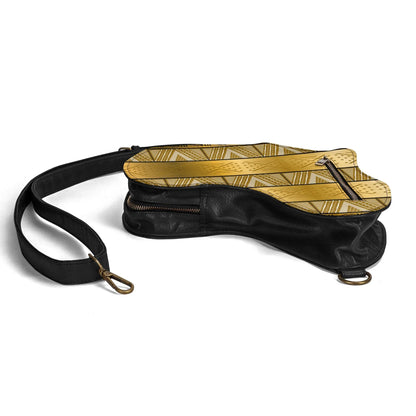 PU Leather Africa Map gold bogolan mudcloth Bag - DiwaKi