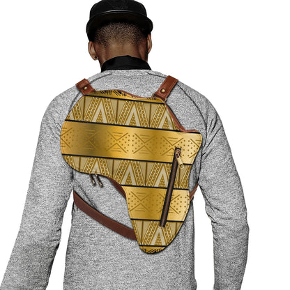 PU Leather Africa Map gold bogolan mudcloth Bag - DiwaKi