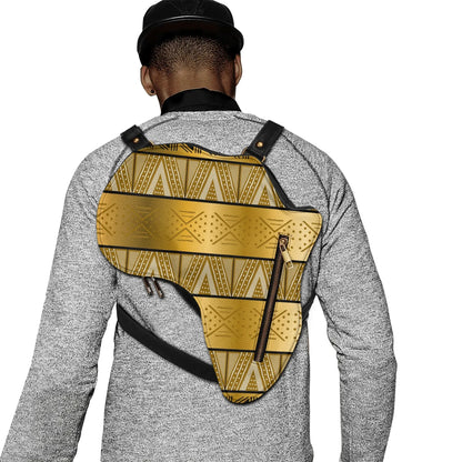 PU Leather Africa Map gold bogolan mudcloth Bag - DiwaKi