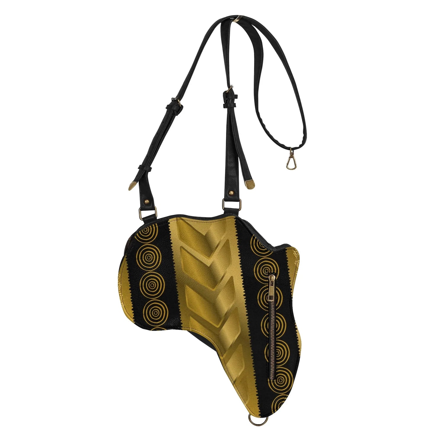 PU Leather Africa Map geometric gold and black Bag - DiwaKi