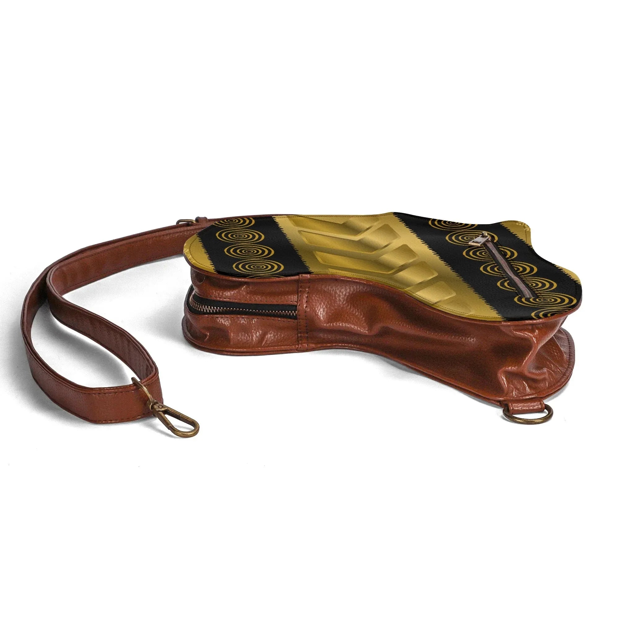 PU Leather Africa Map geometric gold and black Bag - DiwaKi
