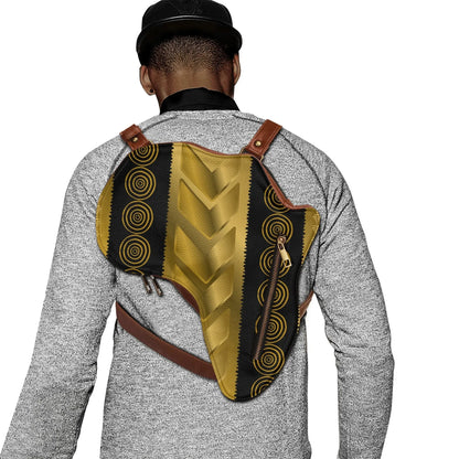 PU Leather Africa Map geometric gold and black Bag - DiwaKi