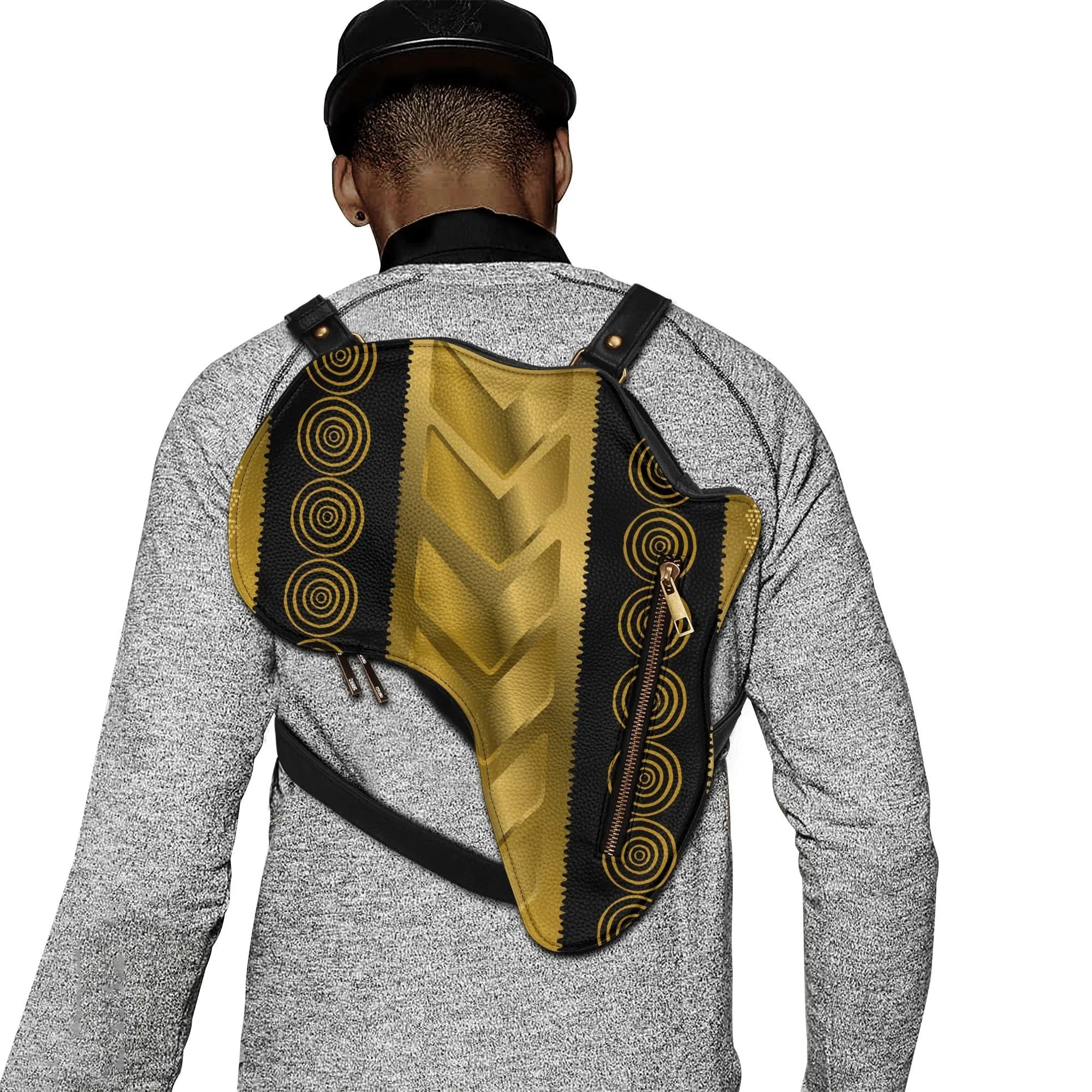 PU Leather Africa Map geometric gold and black Bag - DiwaKi