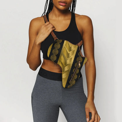 PU Leather Africa Map geometric gold and black Bag - DiwaKi