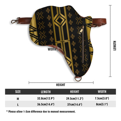 PU Leather Africa Map Bag for Africa black and gold bogolan pattern - DiwaKi