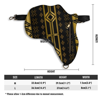 PU Leather Africa Map Bag for Africa black and gold bogolan pattern - DiwaKi