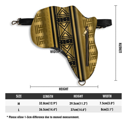 PU Leather Africa Map black and gold bogolan pattern Bag - DiwaKi