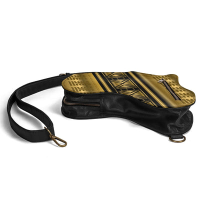 PU Leather Africa Map black and gold bogolan pattern Bag - DiwaKi