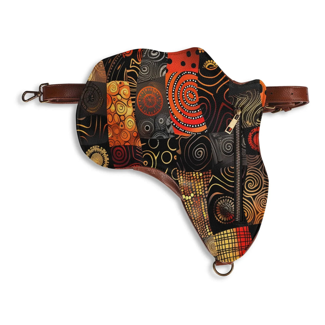 PU Leather Africa Map Bag wax print design - DiwaKi