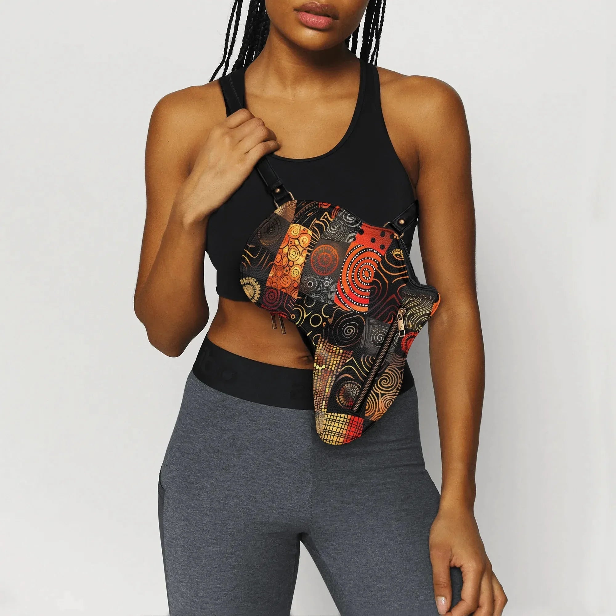 PU Leather Africa Map Bag wax print design - DiwaKi