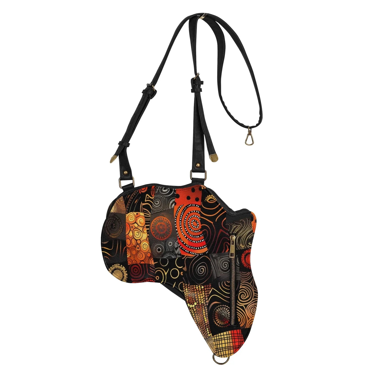PU Leather Africa Map Bag wax print design - DiwaKi