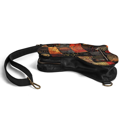 PU Leather Africa Map Bag wax print design - DiwaKi