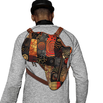 PU Leather Africa Map Bag wax print design - DiwaKi