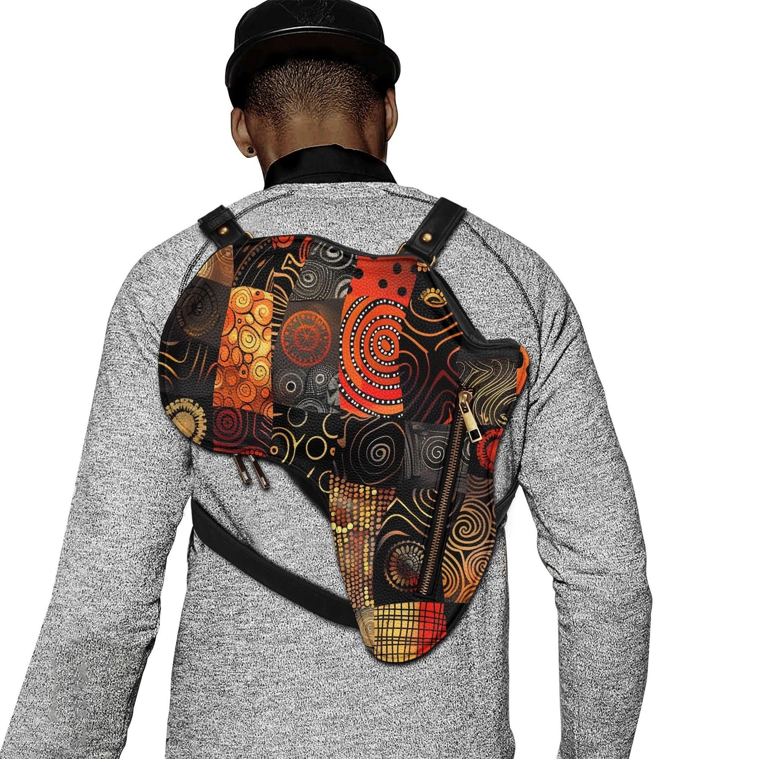 PU Leather Africa Map Bag wax print design - DiwaKi