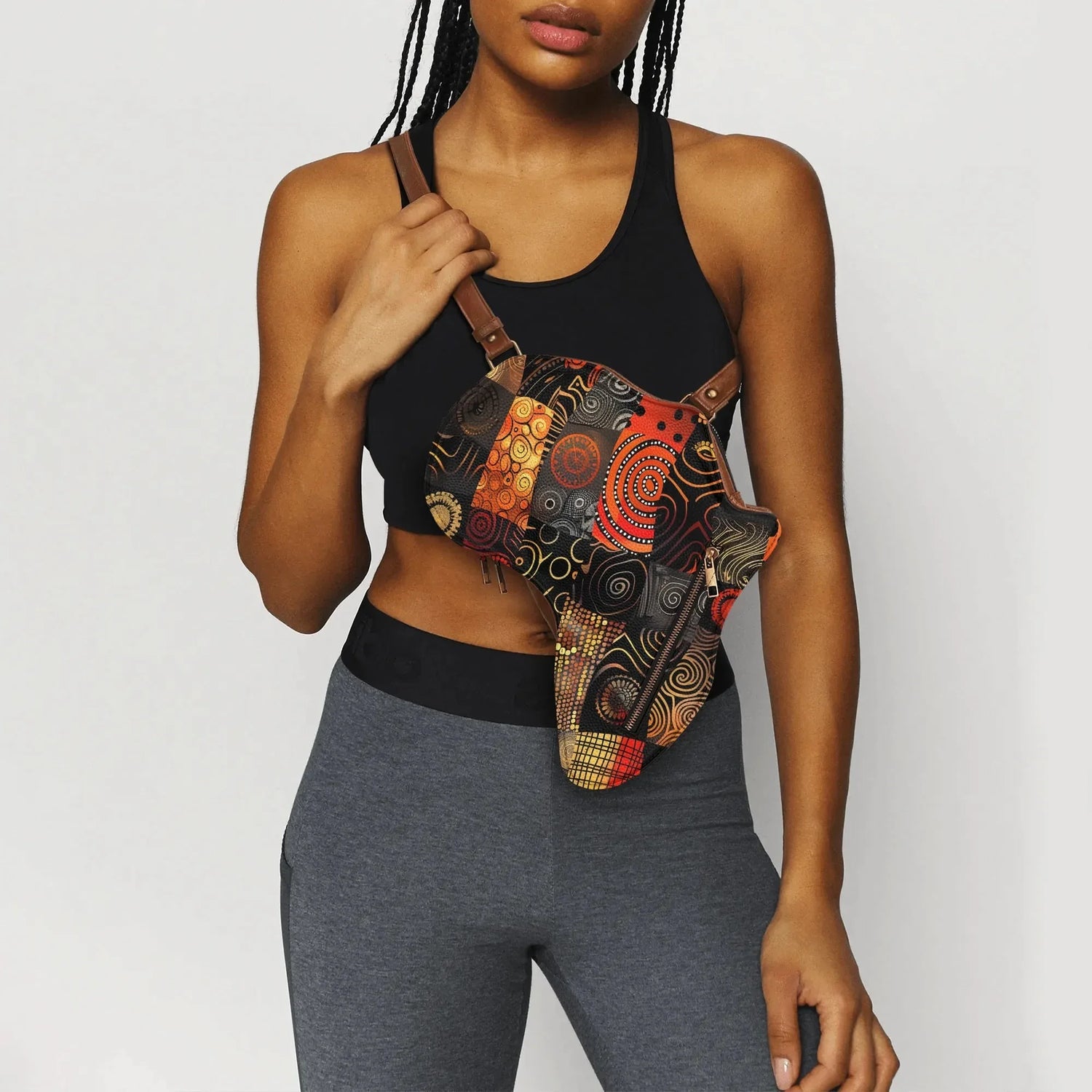 PU Leather Africa Map Bag wax print design - DiwaKi