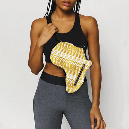 PU Leather Africa Map bogolan gold print Bag - DiwaKi