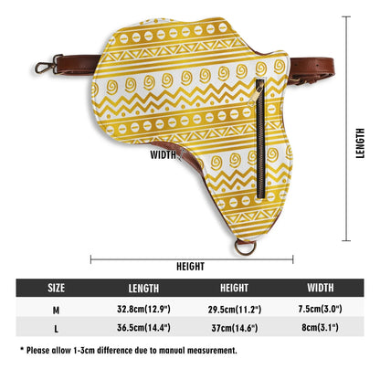 PU Leather Africa Map bogolan gold print Bag - DiwaKi