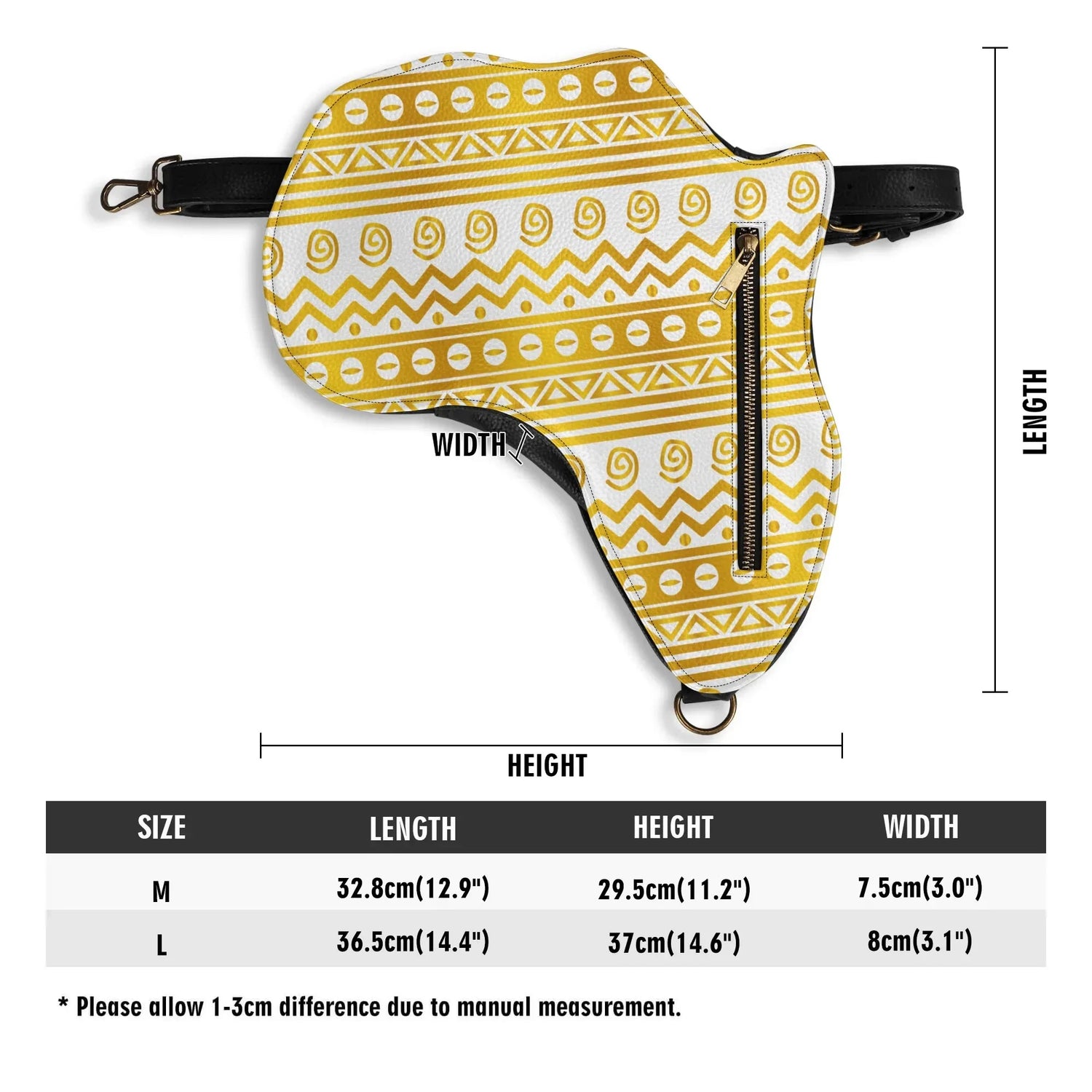 PU Leather Africa Map bogolan gold print Bag - DiwaKi