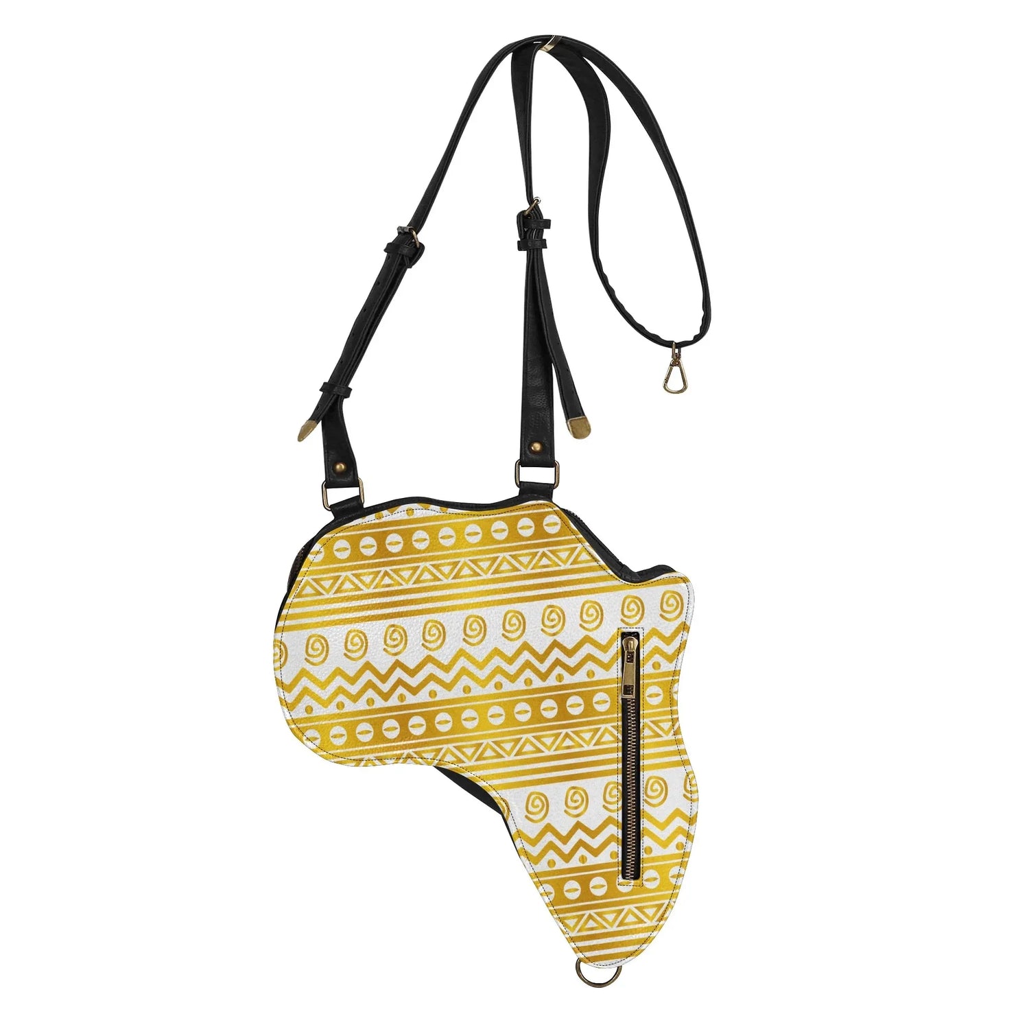 PU Leather Africa Map bogolan gold print Bag - DiwaKi