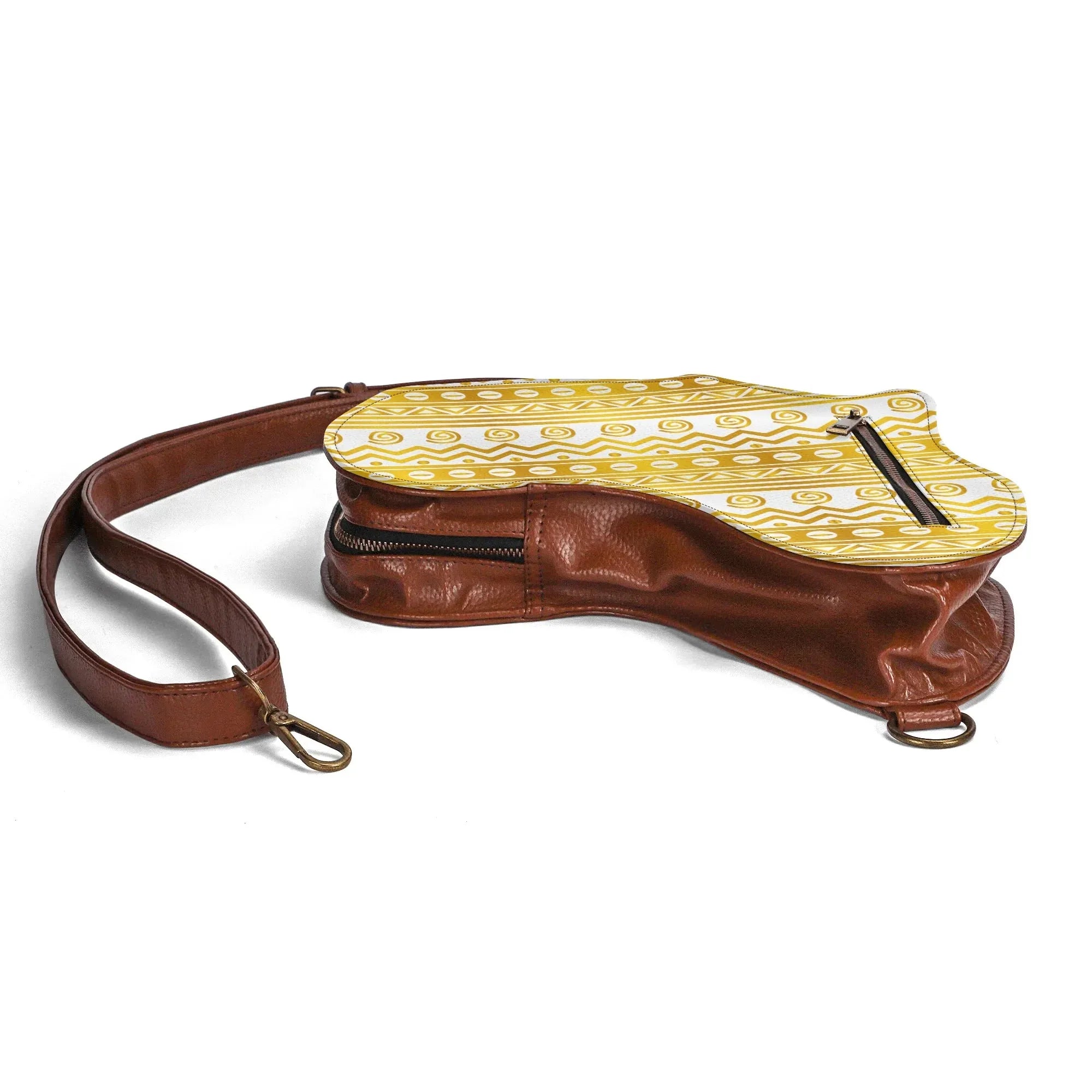 PU Leather Africa Map bogolan gold print Bag - DiwaKi