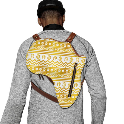 PU Leather Africa Map bogolan gold print Bag - DiwaKi