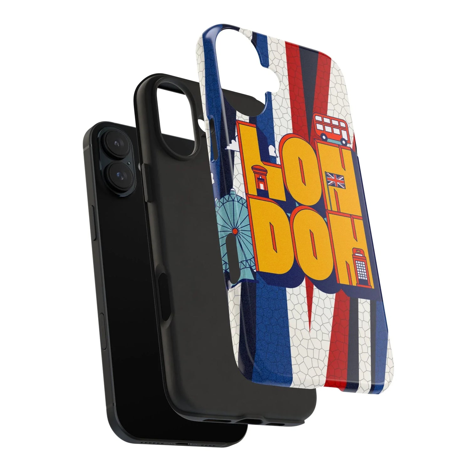 London Graphic Tough Phone Case – Retro Union Jack Travel Design - DiwaKi