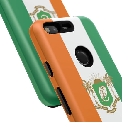 Ivory Coast Flag Tough Phone Case — Orange White Green Shield Crest - DiwaKi