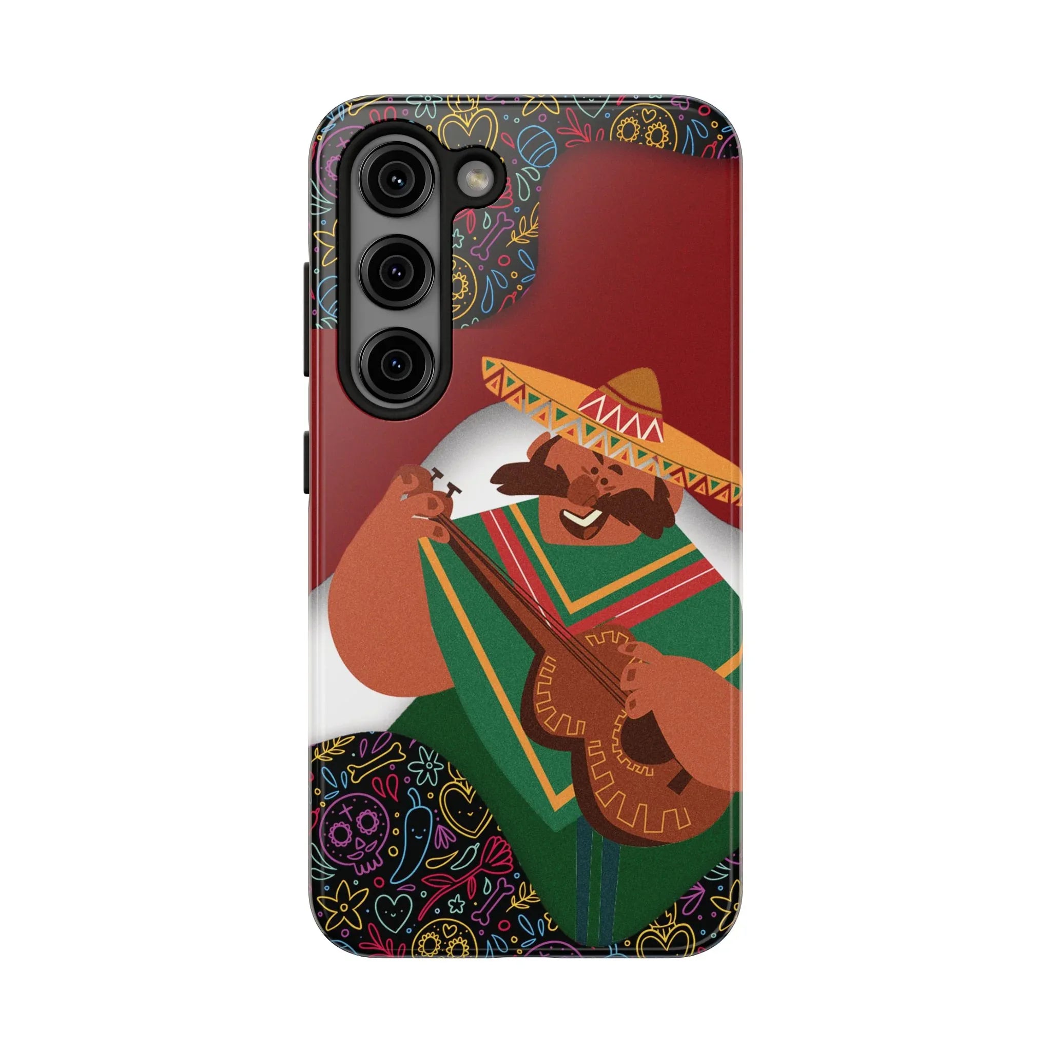 Mexico Mariachi Guitarist Tough Phone Case — Colorful Mexican Folk Art iPhone Cover - DiwaKi