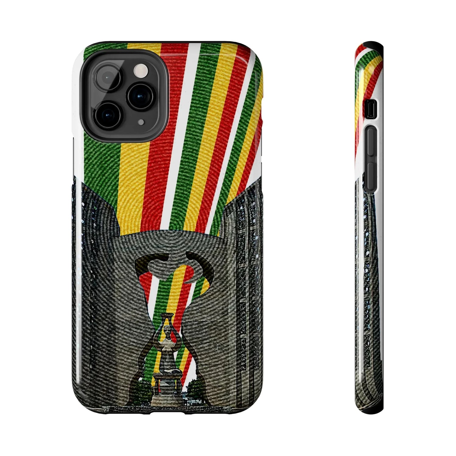 Togo Tough Phone Case — Durable Denim Look with Red Yellow Green Design - DiwaKi