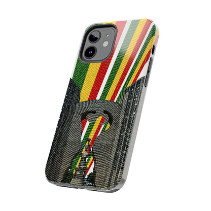 Togo Tough Phone Case — Durable Denim Look with Red Yellow Green Design - DiwaKi