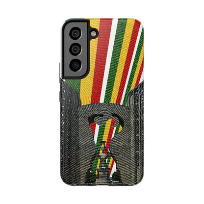 Togo Tough Phone Case — Durable Denim Look with Red Yellow Green Design - DiwaKi