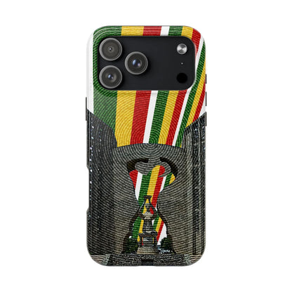 Togo Tough Phone Case — Durable Denim Look with Red Yellow Green Design - DiwaKi